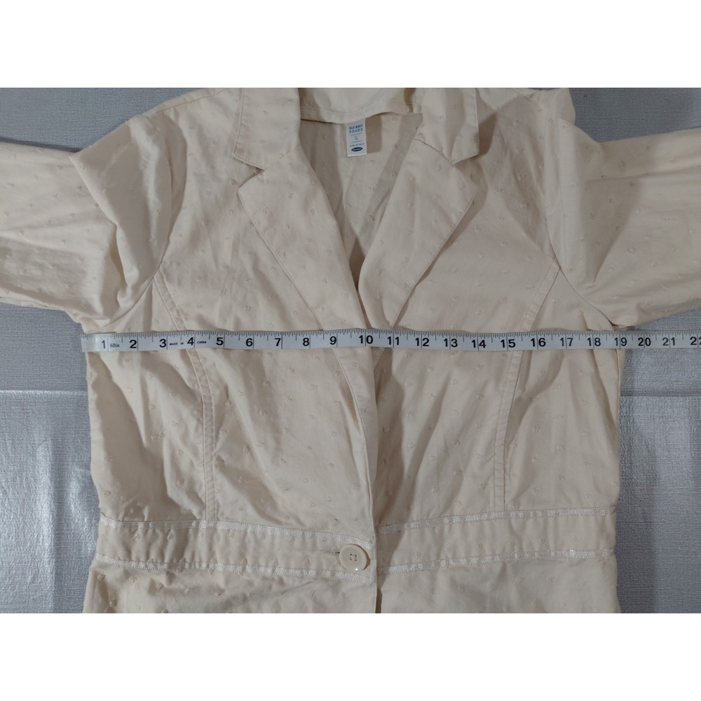 Vtg Y2k Old Navy Floral Scalloped Jacket Women's LG Tan Single Button - Picture 6 of 9